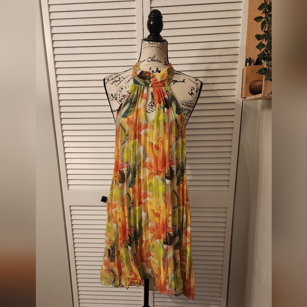 Tropical print summer dress